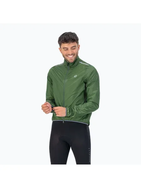 Мъжко яке за колоездене Rogelli Essential Rain fluor army green зелено