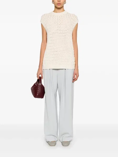 Pantaloni Theory plisate din crep albastru