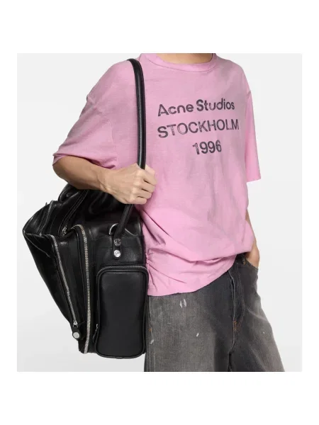 Koszulka Acne Studios z logo różowa