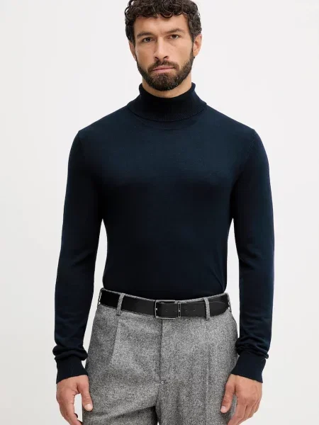 Lindbergh sweter granatowy lekki z golferm