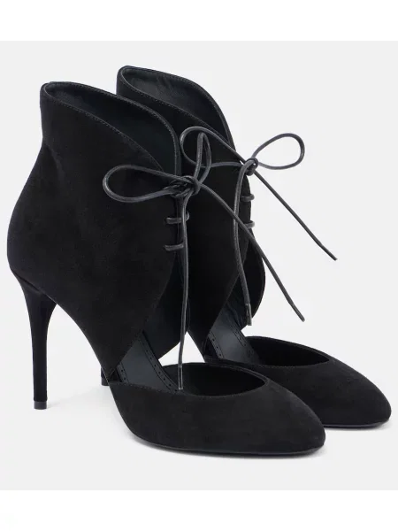 Pantofi cu toc Alaïa cu șireturi din piele de căprioară negru