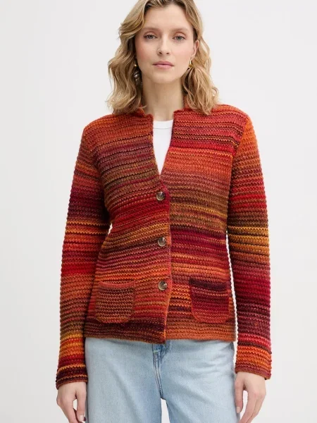 United Colors of Benetton kardigan z dodatkiem wełny pomarańczowy