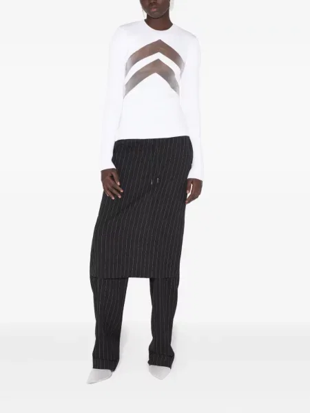 Top Jean Paul Gaultier cu decolteu rotund alb