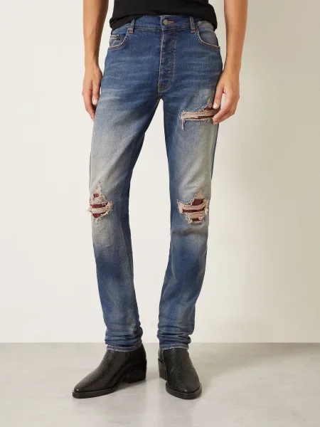 Amiri Džíny V Rozthaném Stylu Úzký Střih rich indigo