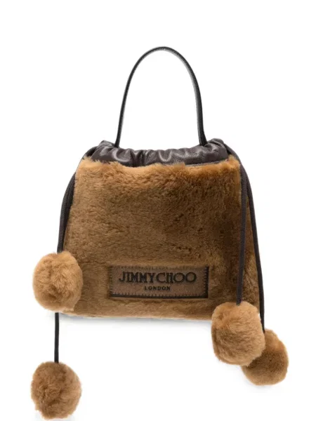 Geantă shopper Jimmy Choo din piele de oaie cu cordon maro