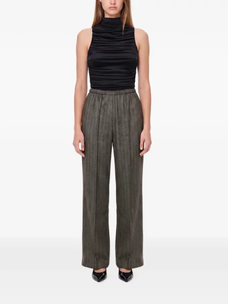 Pantaloni Forte_forte cu model herringbone gri