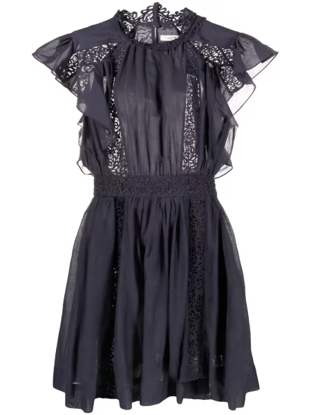 Rochie mini Marant Etoile din dantelă scurtă de costum albastru