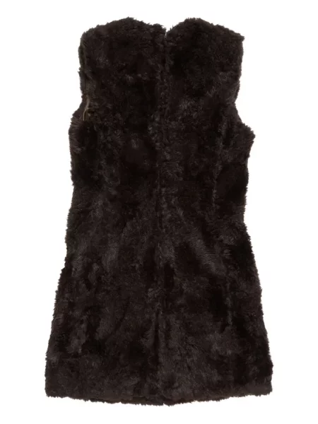 Rochie mini Acne Studios fără mâneci cu blană maro