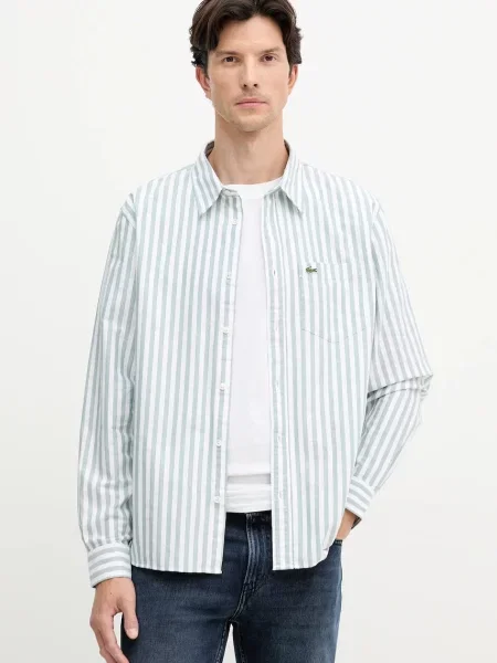 Риза Lacoste със стандартна кройка с класическа яка синьо