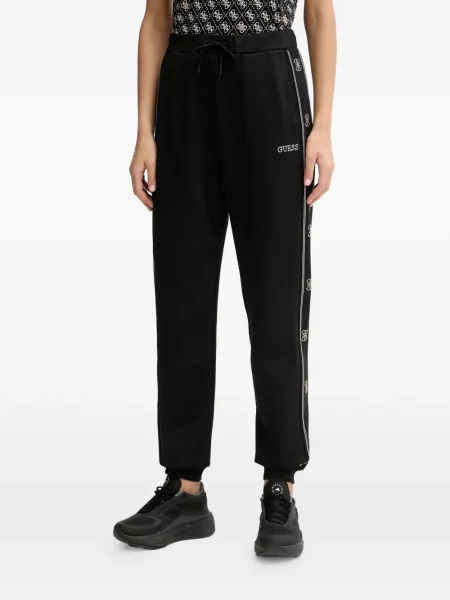 Pantaloni Guess alergare cu autograf negru