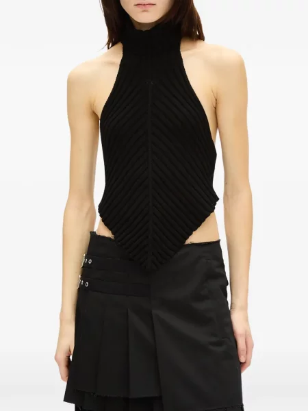 Top Ann Demeulemeester cu gât halter negru