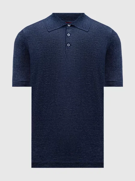 Меланжевое поло Brunello Cucinelli синее