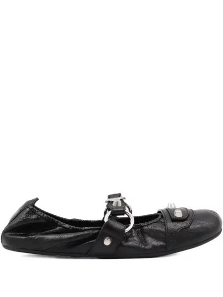 Balerini Balenciaga din piele cu cataramă negru