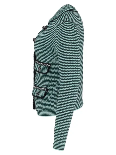 Cardigan Self-portrait cu dungi verde