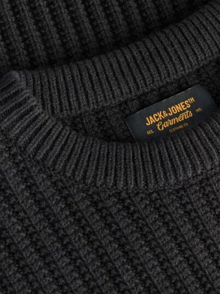 Sweter z dzianiny o kroju regular fit z mieszanka bawełny model AXON' Jack & Jones czarny