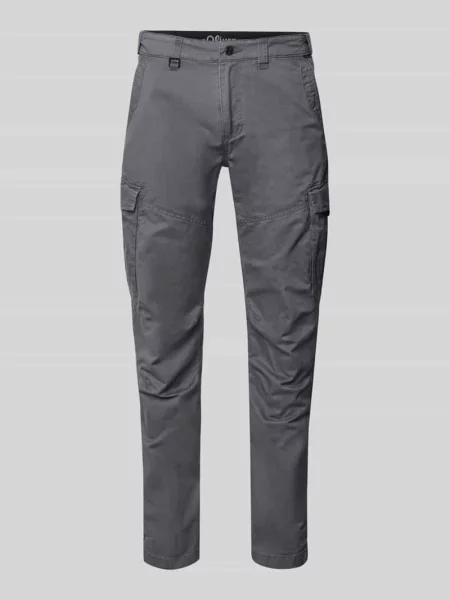 Spodnie cargo o kroju regular fit z mieszanki bawełny S.oliver Red Label czarne
