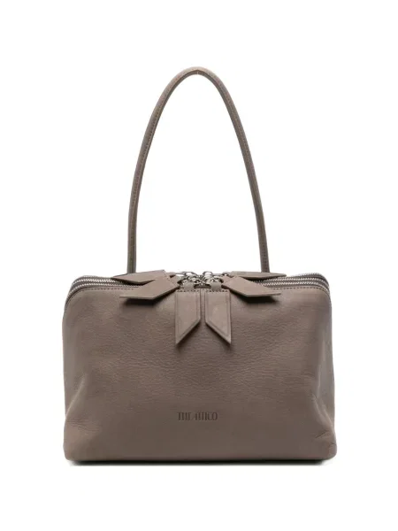 Geantă shopper The Attico din piele gri