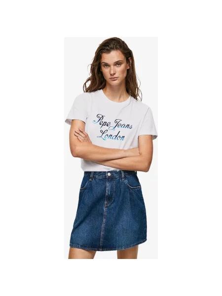 Koszulka Pepe Jeans Mara z krótkim rękawem ciemnoniebieska XS biała