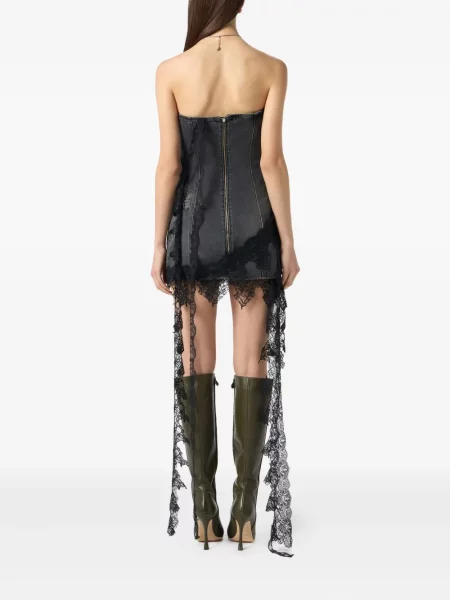 Rochie din denim Blumarine din dantelă de costum gri