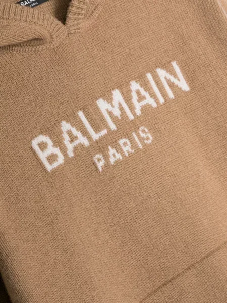 Bluza z kapturem dziecięca Balmain brązowa