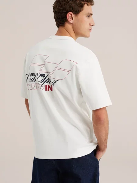 WE Fashion Tričko červená / čierna biela