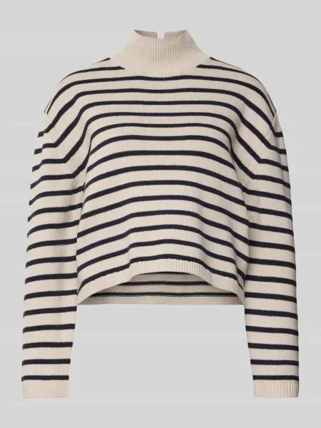 Sweter z półgolfem o kroju regular fit z mieszanki bawełny Tom Tailor Denim beżowy