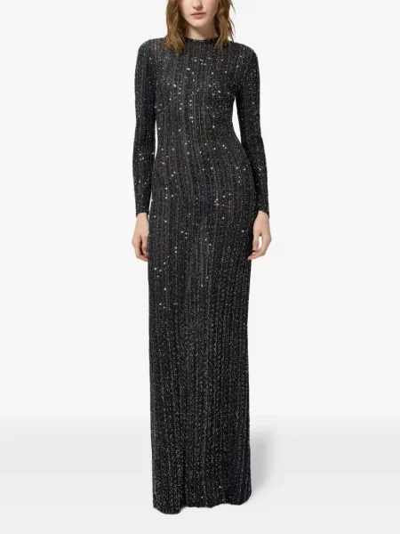 Rochie maxi Missoni cu paiete cu dungi negru