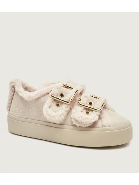 INUIKII Sneakers Low | shearling | piele întoarsă bej