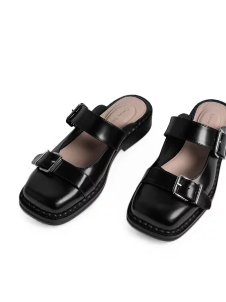 Papuci tip mules Simone Rocha cu cataramă negru