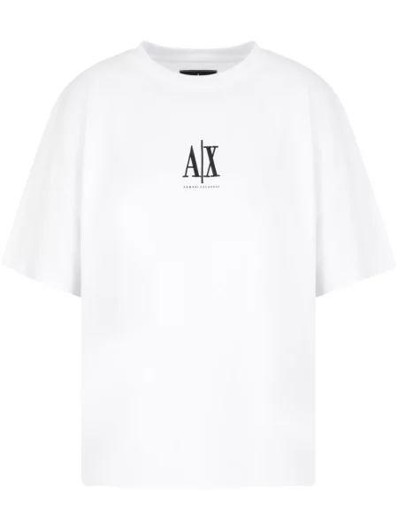 Tricou Armani Exchange cu broderie alb