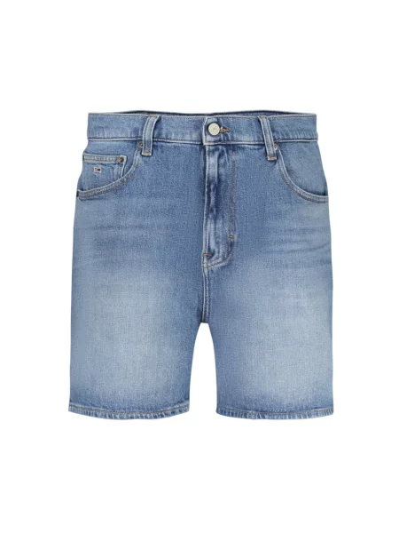 Tommy Jeans szorty jeansowe gładkie high waist niebieski