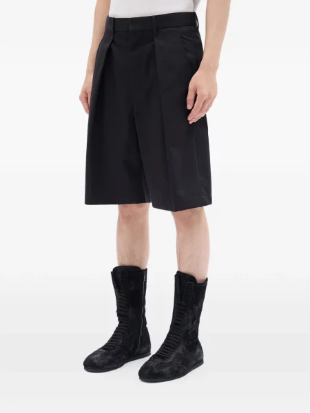 Pantaloni scurți Ann Demeulemeester plisate negru