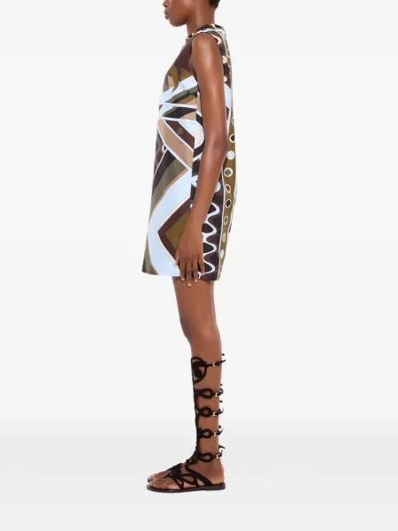 Rochie Pucci de mătase cu imagine de costum maro