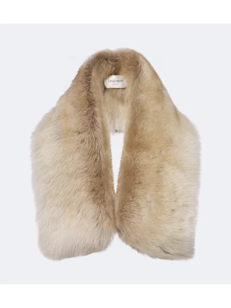 Fular Saint Laurent din piele de oaie bej