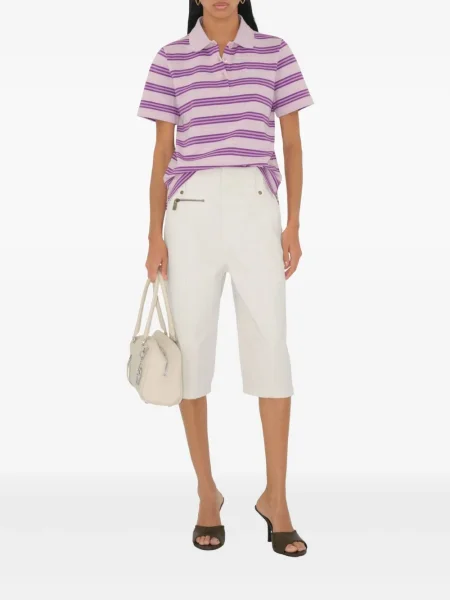 Tricou polo Burberry cu dungi roz