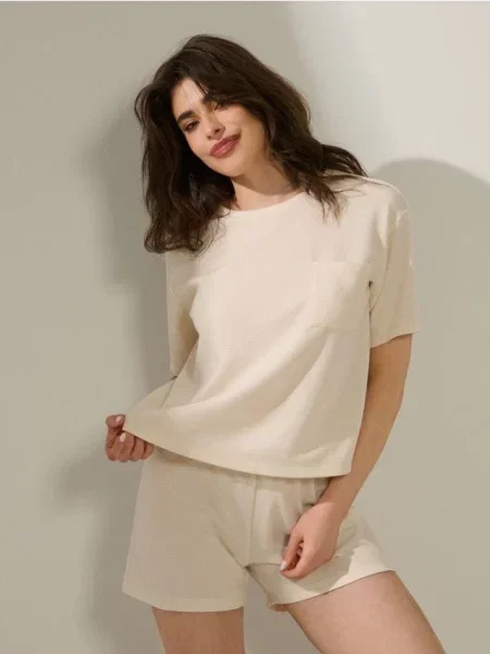 Піжамний комплект із двох предметів кремовий