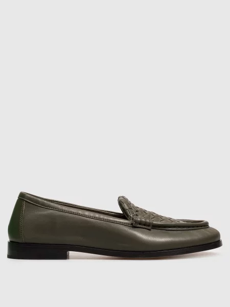 Кожаные лоферы Bottega Veneta зеленые