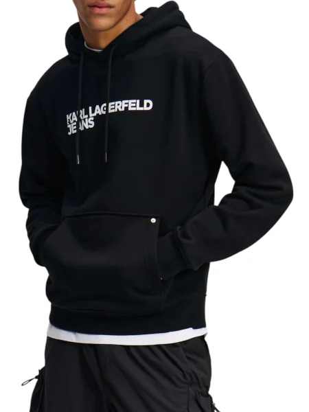 Mikina s kapucí Karl Lagerfeld Jeans s kapucí černá