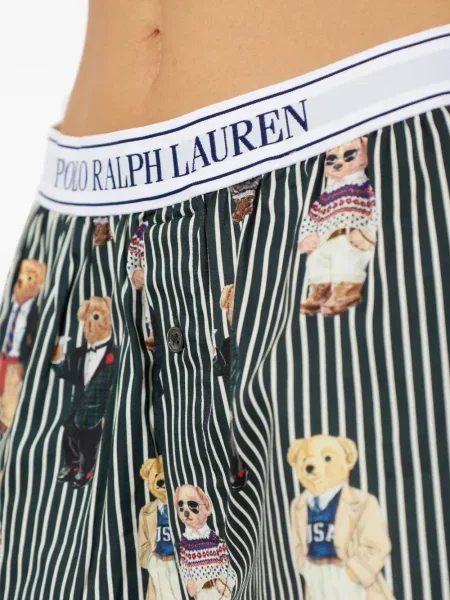 Къс топ Polo Ralph Lauren бродиран на райета сиво