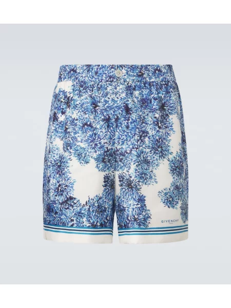 Pantaloni scurți Givenchy de mătase cu imagine albastru