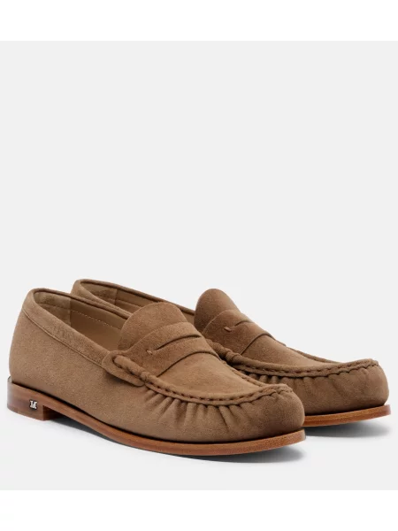 Pantofi loafer Max Mara din piele de căprioară maro