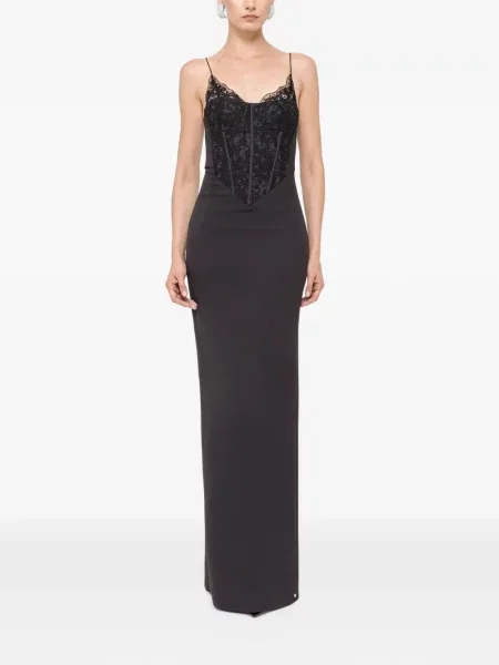 Rochie maxi Nissa din dantelă negru