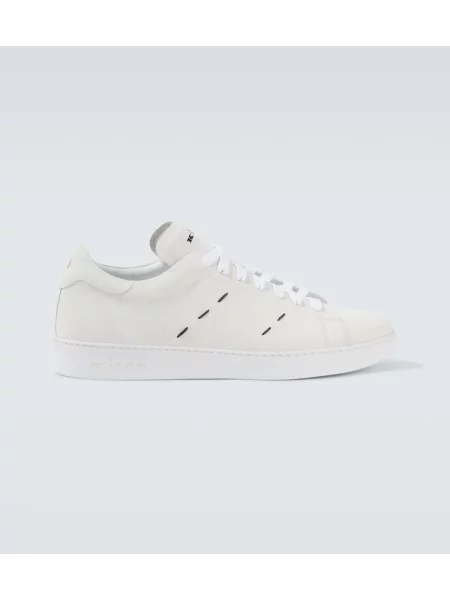 Sneakerși Kiton din piele de căprioară alb