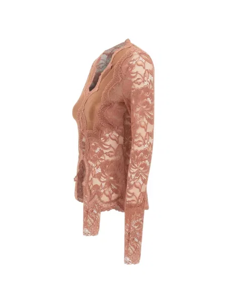 Top Rabanne cu model floral din dantelă
