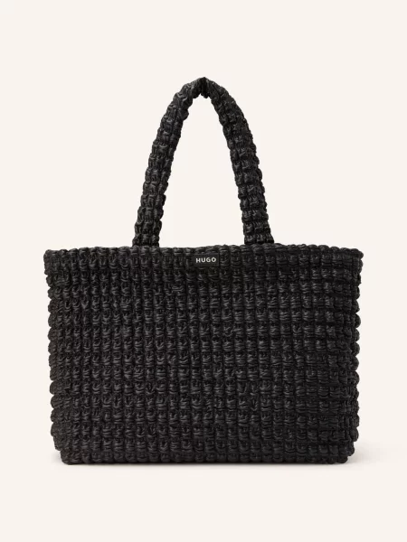 Torba shopper z imitacji skóry model ‘MHATI’ Hugo czarna