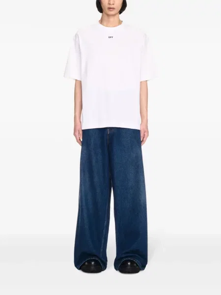 Siuvinėtos džinsai Off-white balta