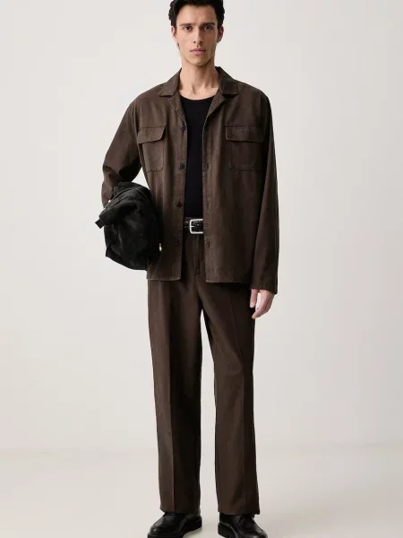 Les Deux cămașă pentru bărbați cu lyocell maro