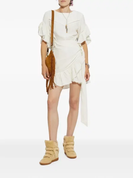 Rochie mini Marant Etoile cu volane plic alb