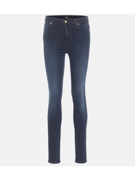 Jeansy skinny 7 For All Mankind z wysoką talią niebieskie