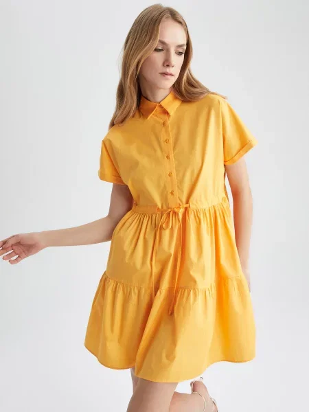 DeFacto Сукня міні Чорний-жовтий без підкладки чорна